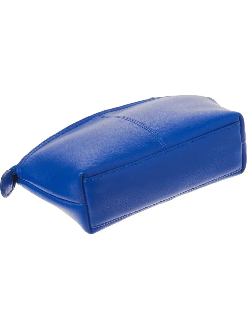 Genuine Leather RFID Blocking Makeup Pouch - Cobalt Blue Cosmetic Bag